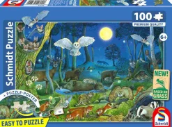 Puzzle Animais em uma floresta noturna