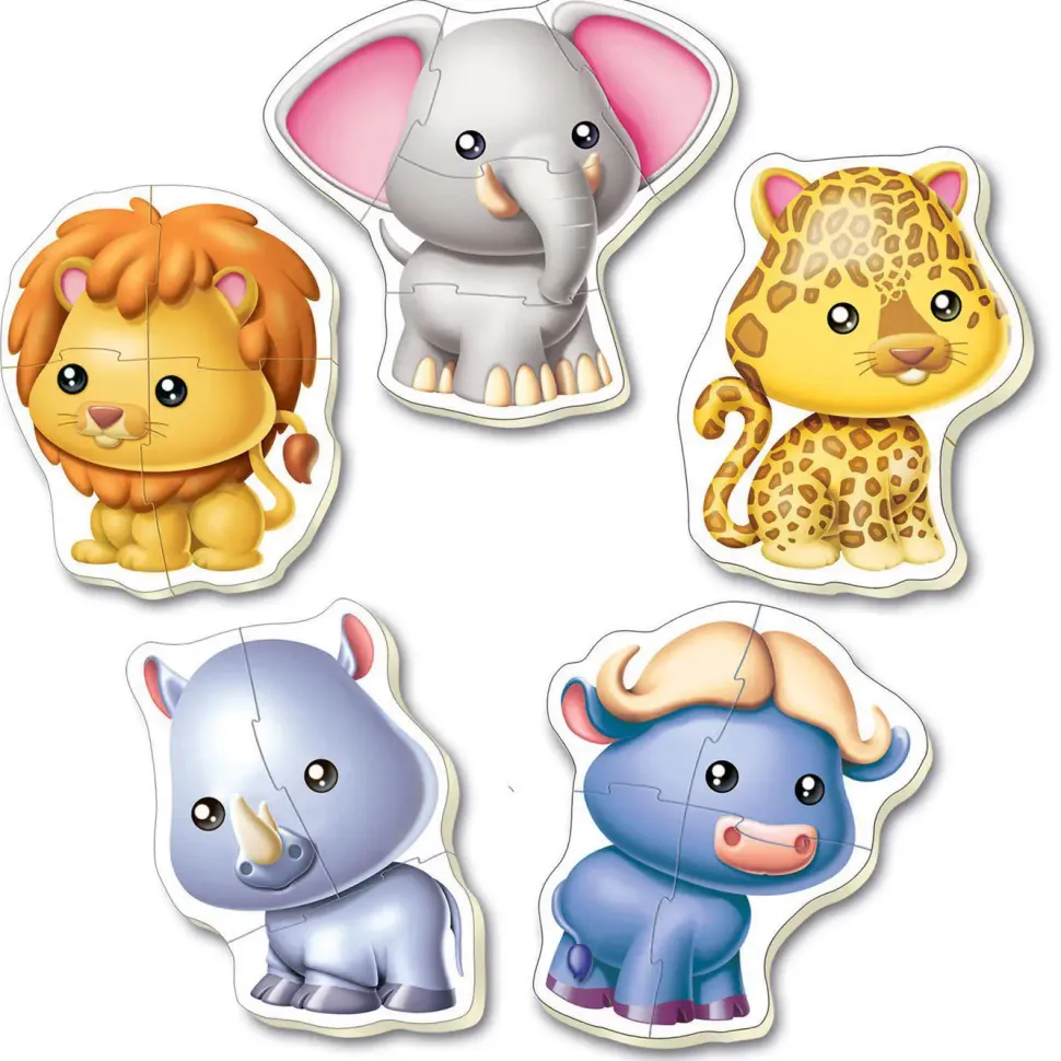 Puzzle Animais Selvagens Bebês 4 em 1