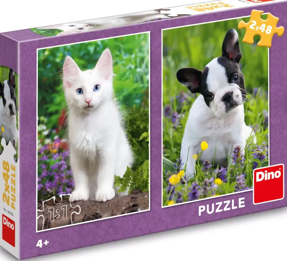 Puzzle Bulldog e gatinho 2x48
