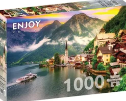 Puzzle Cidade de Hallstatt ao pôr do sol, Áustria