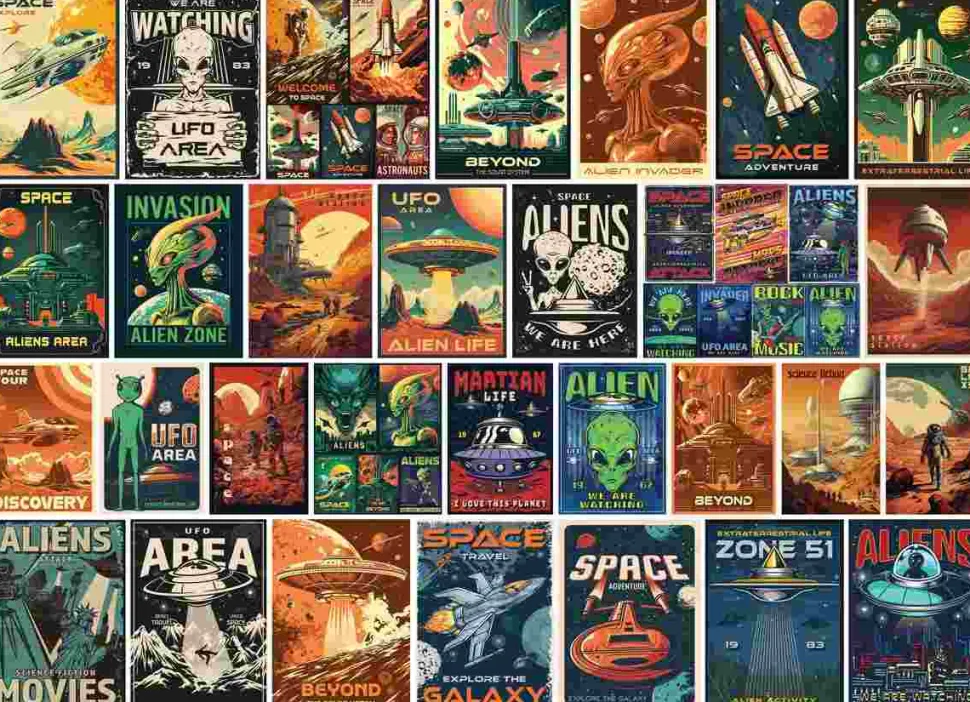 Puzzle Colagem de invasão alienígena