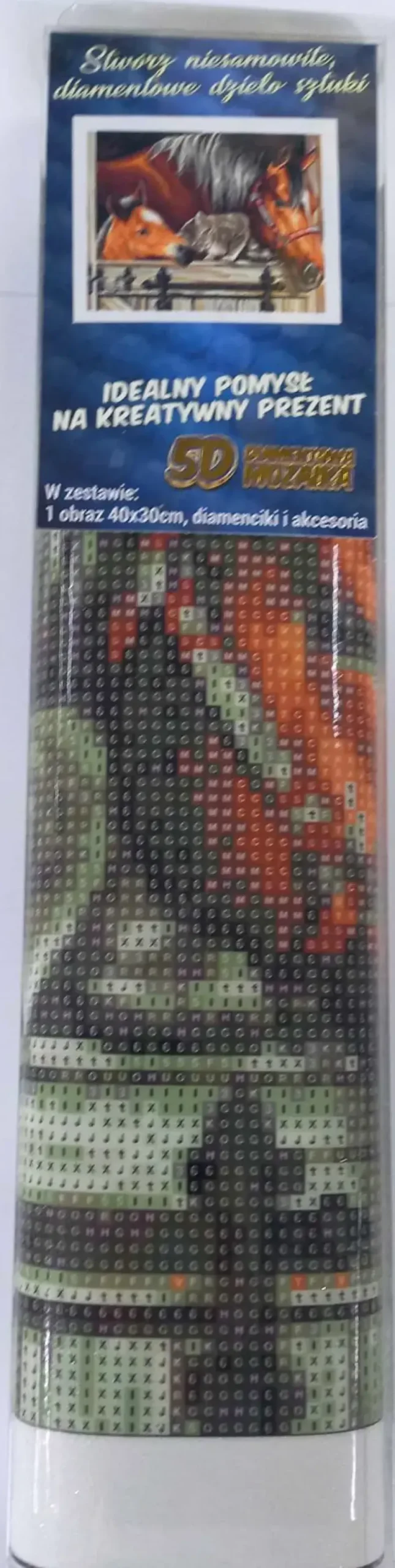 Puzzle Diamond Painting Um cavalo com um gato 30x40cm