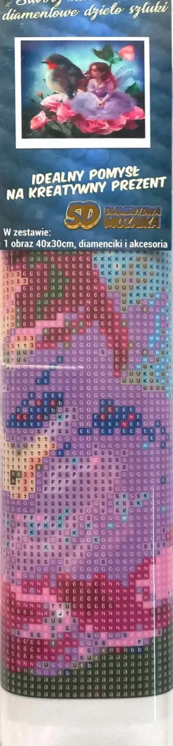 Puzzle Diamond Painting Vtá膷ik s kvetinovou vílou 30x40cm