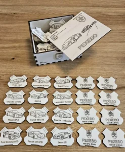 Puzzle Drevené pexeso 艩portové autá