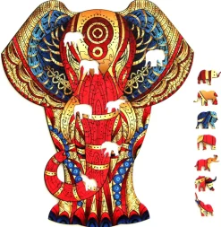 Puzzle Elefante de madeira colorida