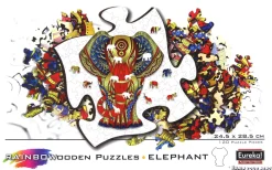 Puzzle Elefante de madeira colorida