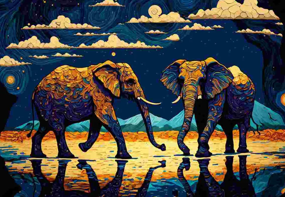 Puzzle Elefantes vibrantes