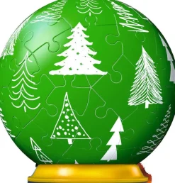 Puzzle Enfeite de Natal verde Puzzleball 3D com padrão norueguês