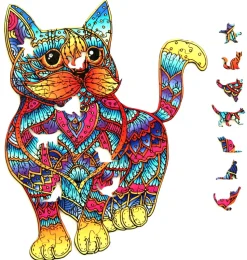 Puzzle Gato cor de madeira
