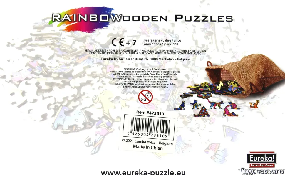 Puzzle Gato cor de madeira