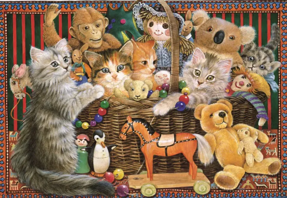 Puzzle Gatos na caixa de brinquedos