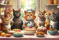 Puzzle Gatos pasteleiros em ação