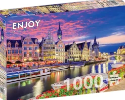 Puzzle Ghent em Crepúsculo, Bélgica