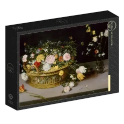 Puzzle Jan Bruegel: Flores em uma cesta e um vaso, 1615