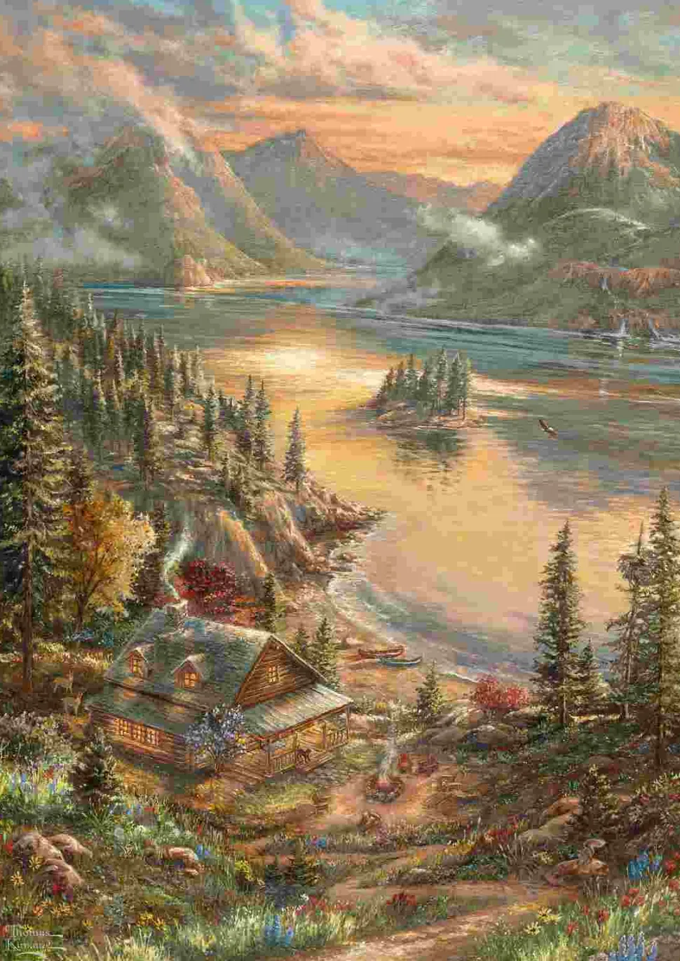 Puzzle Kinkade: Esplendor à Beira do Lago