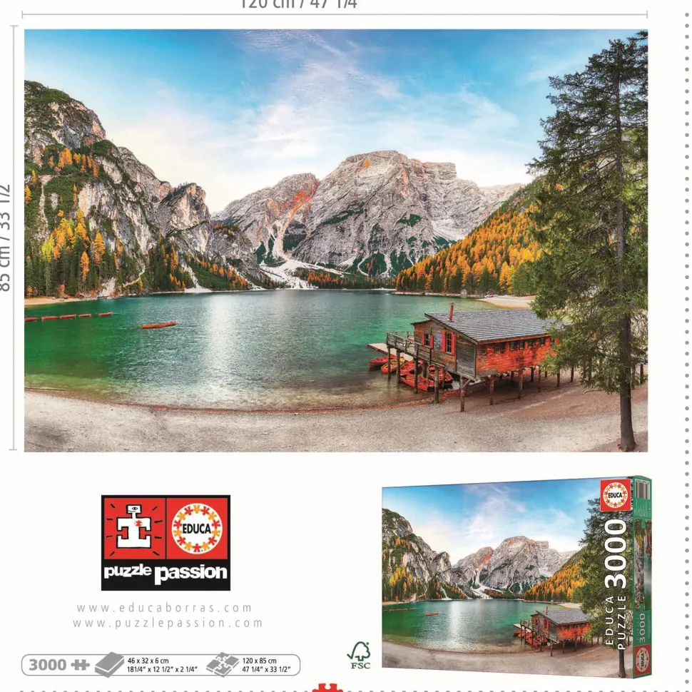 Puzzle Lago Braies no outono
