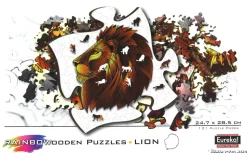 Puzzle Leão colorido de madeira