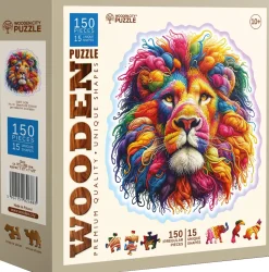 Puzzle Leão macio de madeira