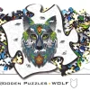 Puzzle Lobo colorido de madeira