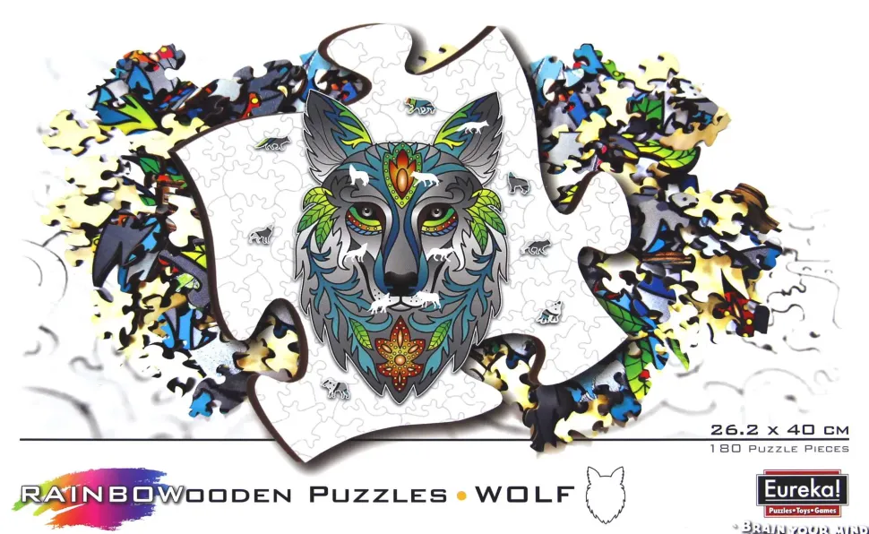 Puzzle Lobo colorido de madeira