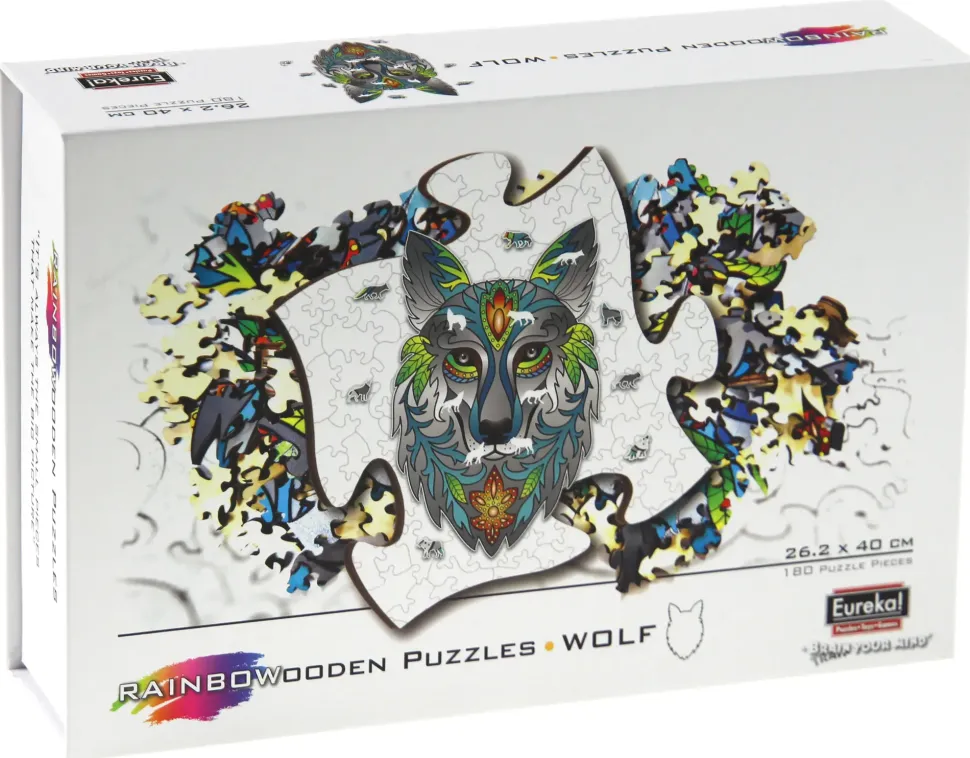 Puzzle Lobo colorido de madeira