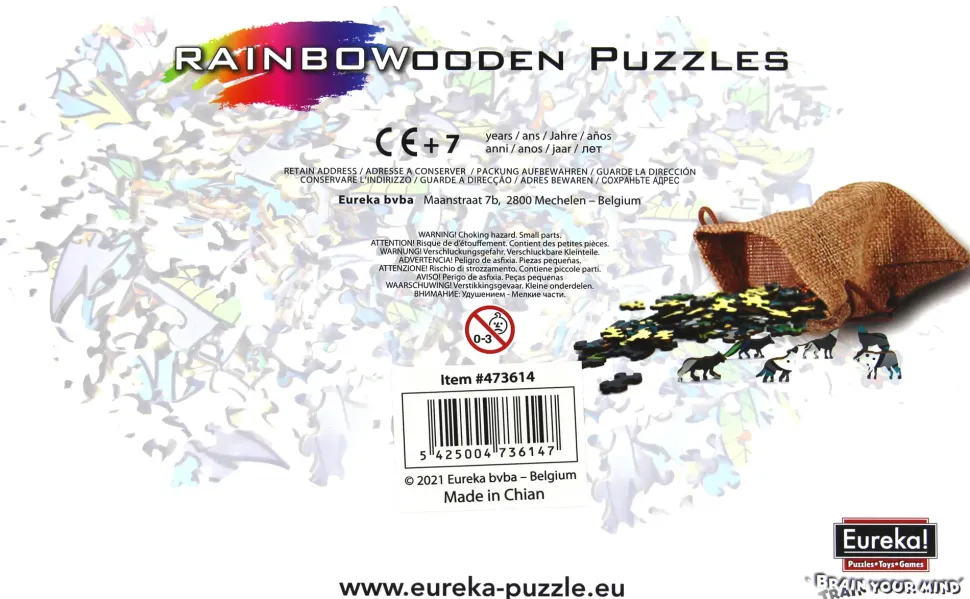 Puzzle Lobo colorido de madeira