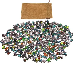 Puzzle Lobo colorido de madeira