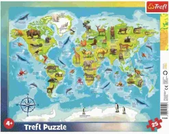 Puzzle Mapa do mundo com animais