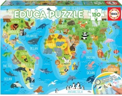 Puzzle Mapa mundial com animais