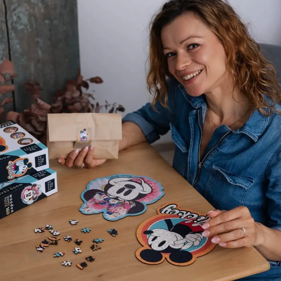 Puzzle Mickey Mouse retrô de madeira