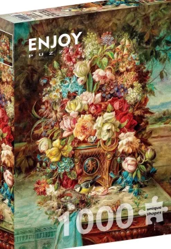 Puzzle Natureza morta de flores com chapim azul