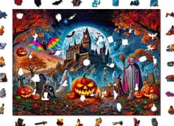 Puzzle Noite de abóbora fantasmagórica de madeira