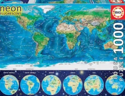 Puzzle Néon do mapa do mundo