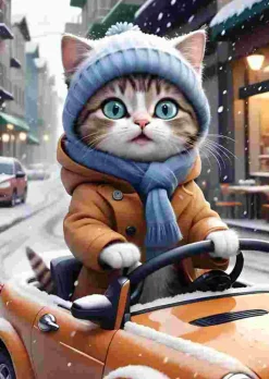 Puzzle O gatinho motorista