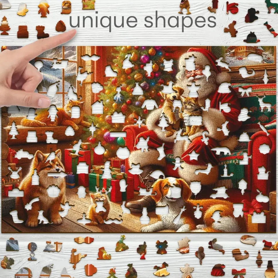 Puzzle Pai Natal e amigos em madeira