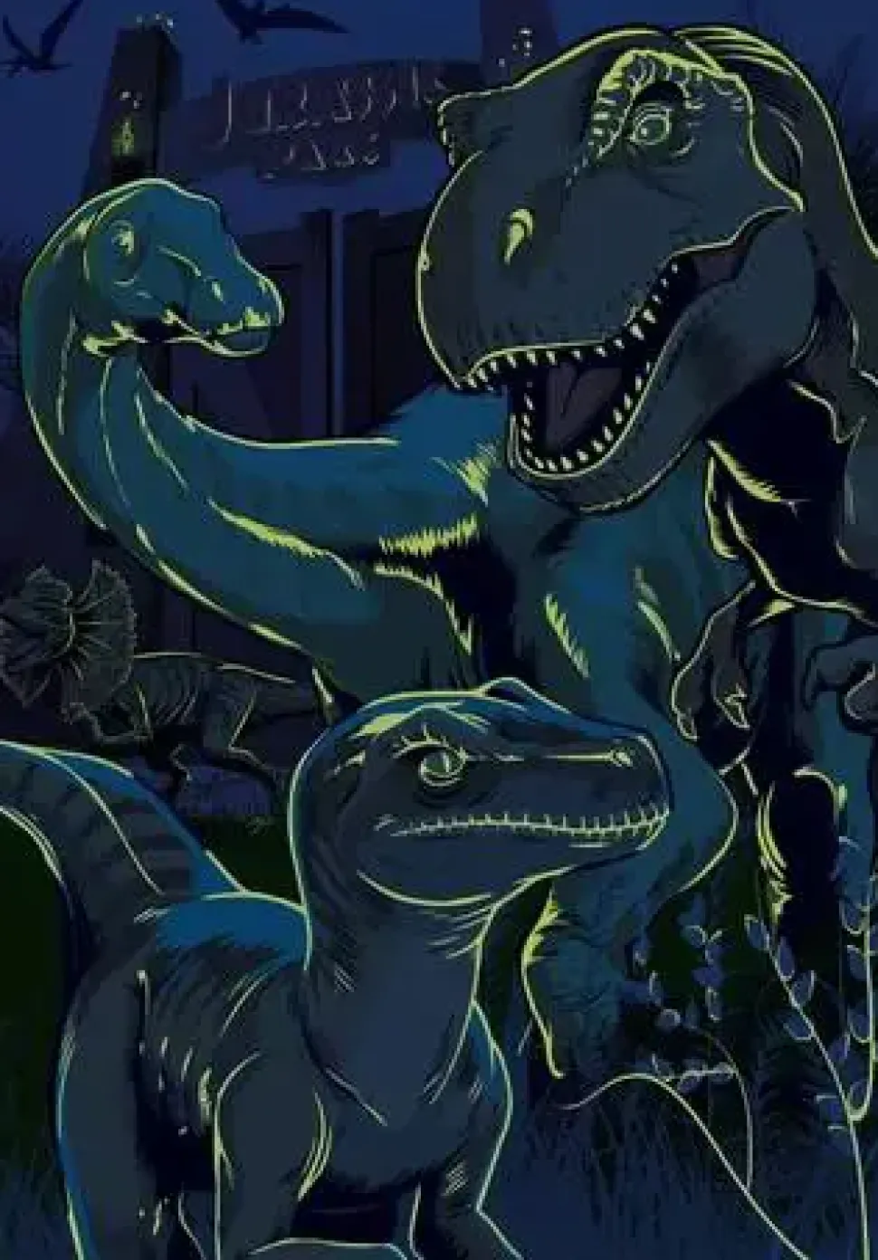 Puzzle Parque Jurský - néon