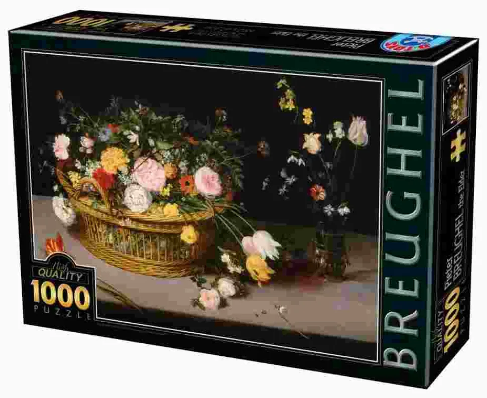 Puzzle Pieter Bruegel: flores em uma cesta e um vaso