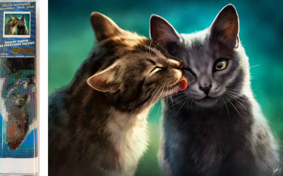 Puzzle Pintura Diamant: Amor de gato 30x40cm