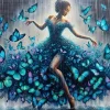 Puzzle Pintura Diamant: Bailarina com borboletas 30x40cm