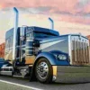 Puzzle Pintura Diamant: Caminhão azul 30x40 cm