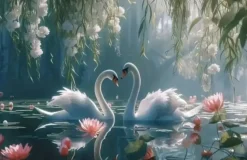 Puzzle Pintura Diamant: Cisnes 30x40cm