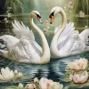 Puzzle Pintura Diamant: Cisnes na lagoa 30x40cm