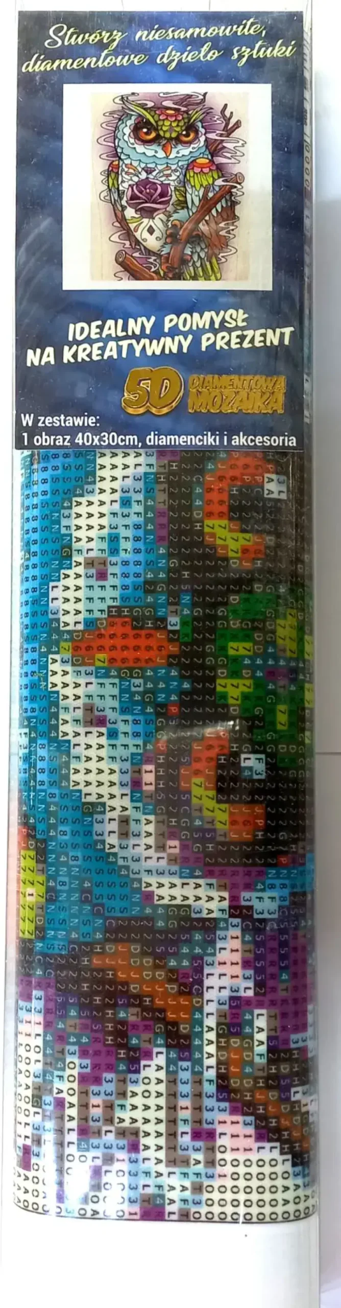 Puzzle Pintura Diamant: Coruja Sábia 30x40cm