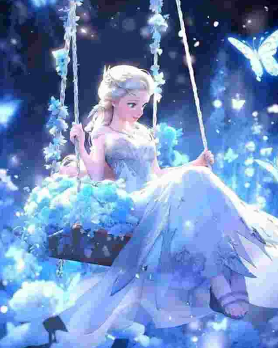 Puzzle Pintura Diamant: Elsa num baloiço 30x40cm