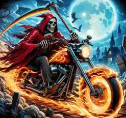 Puzzle Pintura Diamant: Esqueleto numa mota 30x40cm