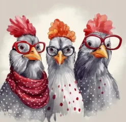 Puzzle Pintura Diamant: Galinha de óculos 30x40cm