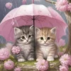 Puzzle Pintura Diamant: Gatinhos debaixo de um guarda-chuva 30x40cm
