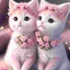 Puzzle Pintura Diamant: Gatinhos cor-de-rosa 30x40cm
