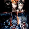 Puzzle Pintura Diamant: Gatos e feras 30x40cm