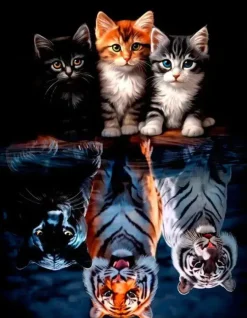 Puzzle Pintura Diamant: Gatos e feras 30x40cm